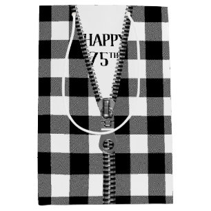 Sacola Para Presentes Média 75.º aniversário Zipper na Xadrez de Buffalo