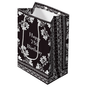 Sacola Para Presentes Média 75.o aniversário, Black and White Bandanna