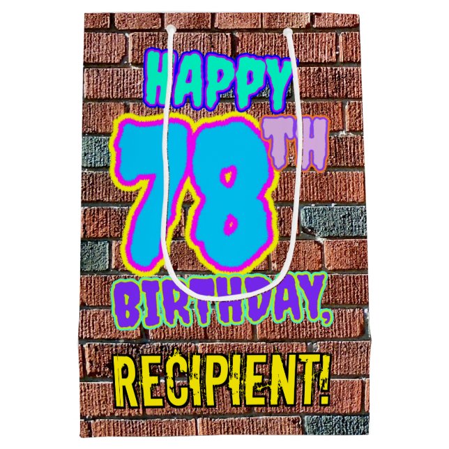 Sacola Para Presentes Média 78º aniversário: Diversão, Grafite Urbano Inspirad (Verso)