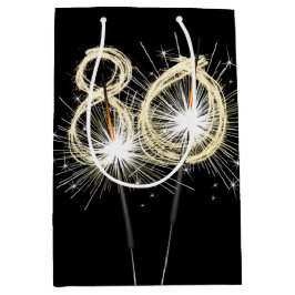 Sacola Para Presentes Média 80 Birthday Sparklers de Preto