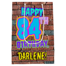 Sacola Para Presentes Média 84º aniversário: Diversão, Grafite Urbano Inspirad