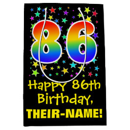 Sacola Para Presentes Média 86.º aniversário: Padrão de estrelas coloridas e a