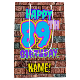 Sacola Para Presentes Média 89º aniversário: Diversão, Grafite Urbano Inspirad