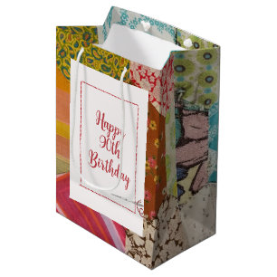 Sacola Para Presentes Média 90 Birthday Quilt Patterno com Agulha