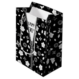 Sacola Para Presentes Média 90 Birthday Zipper Em Flores