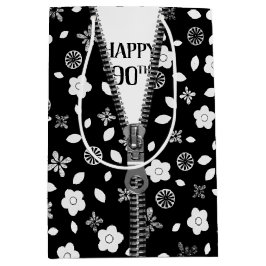 Sacola Para Presentes Média 90 Birthday Zipper Em Flores