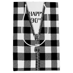 Sacola Para Presentes Média 90 Birthday Zipper Na Xadrez De Buffalo