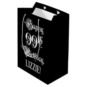 Sacola Para Presentes Média 99.o Aniversário: Rico, Script Elegante + Nome Pe