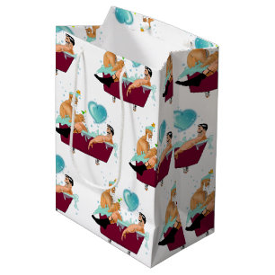 Sacola Para Presentes Média A artística de SlipperyJoe dois gay homens banhei