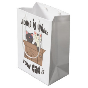 Sacola Para Presentes Média A citação engraçada de Home é onde seu gato está
