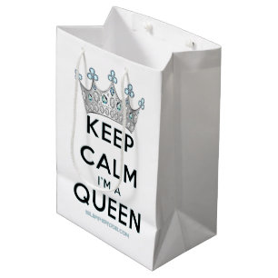 Sacola Para Presentes Média A coroa de prata polida rainha keep calm da Slippe