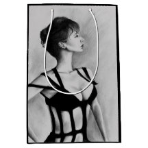A Dama Mulher Sexy Vestido Preto Retrato Arte