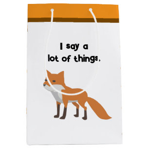 Sacola Para Presentes Média A Fox Diz... Design de Cartoon Meme Engraçado.