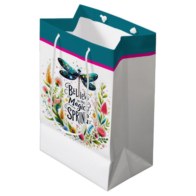 Sacola Para Presentes Média A Magia do Primavera floral (Frente inclinada)