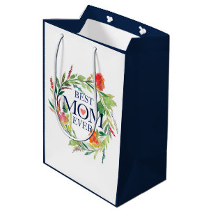 Sacola Para Presentes Média A melhor mãe nunca flutua Design Buquê