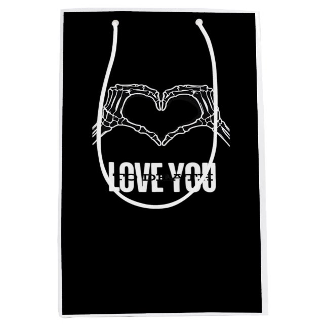 Sacola Para Presentes Média À Morte - Mãos Cardíacas De Esqueleto Clássicas (Frente)