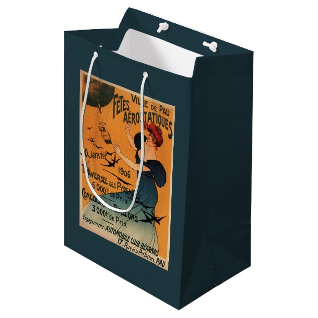 Sacola Para Presentes Média A mulher Vermelho-Dirigida espera o poster dos (Frente inclinada)