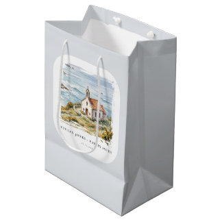 Sacola Para Presentes Média A Pequena Capela à Beira-Mar Casamento