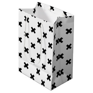 Sacola Para Presentes Média A polca preta cruza a branco