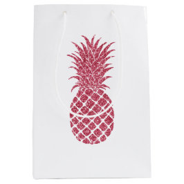 Sacola Para Presentes Média Abacaxi tropical com brilho rosado