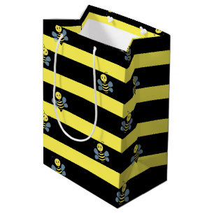 Sacola Para Presentes Média Abejas en rayas negras y amarillas