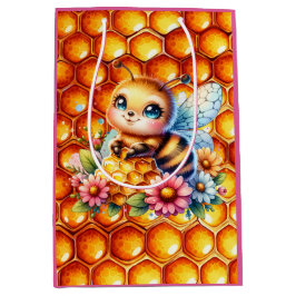 Sacola Para Presentes Média Abelha de Mel Bonita e Chá de fraldas de Mel Honey