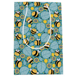 Sacola Para Presentes Média Abelhas de mel e flores solares