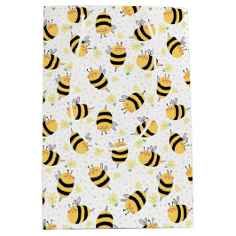 Sacola Para Presentes Média Abelhas de mel e flores solares