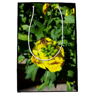 Sacola Para Presentes Média Abelhas nas Flores Amarelas