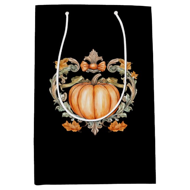 Sacola Para Presentes Média Abóbora Elegante de Outono (Frente)