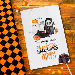 Sacola Para Presentes Média Abóbora Fantasma Ceifador Gato Preto Fofo Hallowee