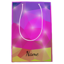 Sacola Para Presentes Média Abstract Geometric Crystal Mosaic in Pink