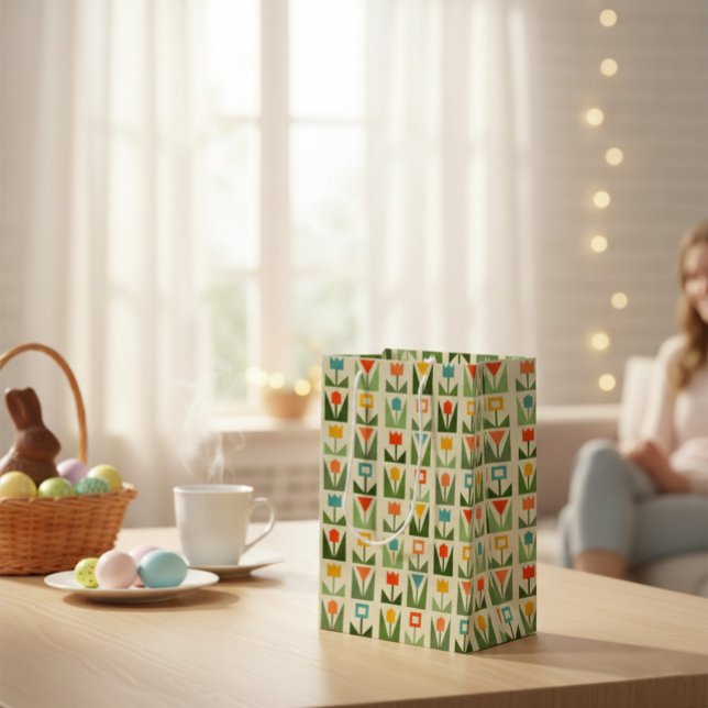 Sacola Para Presentes Média Abstract Spring Flowers (Criador carregado)