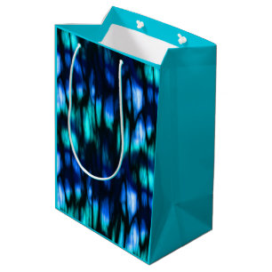 Sacola Para Presentes Média Abstrato azul preto e turquesa