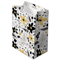 Abstrato Black Yellow Cinza Floral Sem Costura Pad
