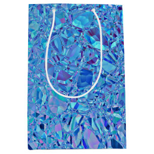 Sacola Para Presentes Média Abstrato Crystal Turquoise e Blue