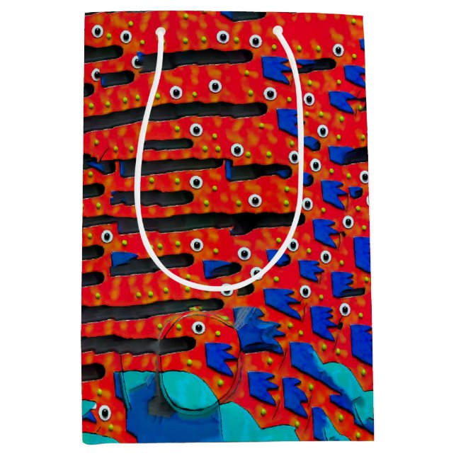 Sacola Para Presentes Média Abstrato de Olhos de Peixe (Frente)