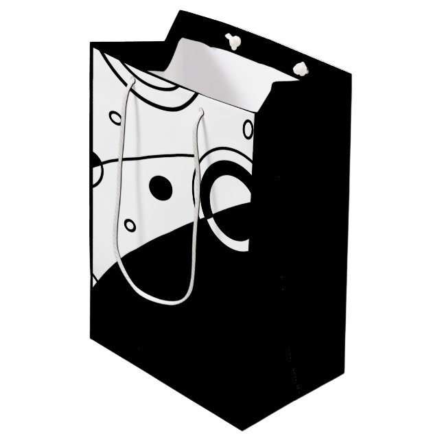 Sacola Para Presentes Média Abstrato preto e branco moderno (Frente inclinada)