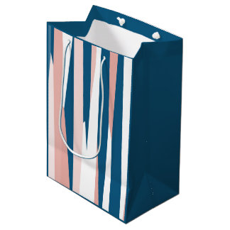 Sacola Para Presentes Média Abstrato rosa azul e branco