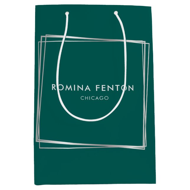 Sacola Para Presentes Média Abstrato Silver Frames Moderno Professional (Frente)