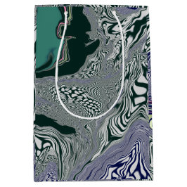 Sacola Para Presentes Média Abstrato Verde Marble Swirl Art Gift Bag