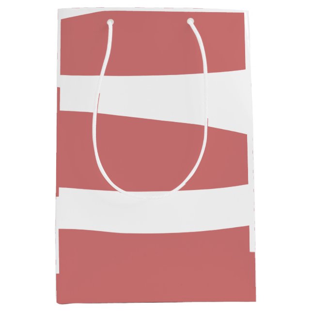 Sacola Para Presentes Média Abstrato vermelho-terra e branco (Frente)