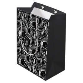Sacola Para Presentes Média Abstratos criativos de preto e branco sem costura