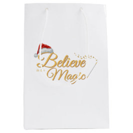 Sacola Para Presentes Média Acredite no Design de Feriado Mágico