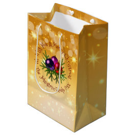 Sacola Para Presentes Média Adicionar Nome Correspondente ao Natal no Dourado 