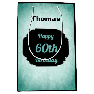 Sacola Para Presentes Média Adicionar nome Feliz aniversário de 60 anos