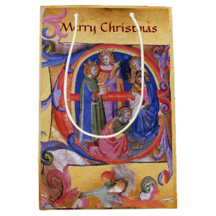 SACOLA PARA PRESENTES MÉDIA ADORAÇÃO DO PARCEIRO DE NATAL DE MAGI NATIVITY