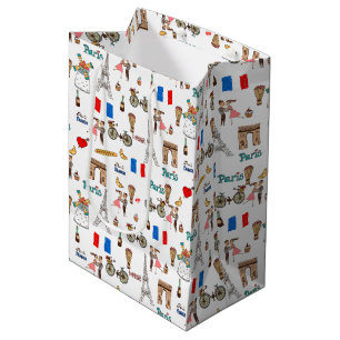 Sacola Para Presentes Média Adoráveis Motivos Caprichosos de Paris com Torre E