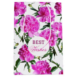 Sacola Para Presentes Média Adoráveis Peonies.