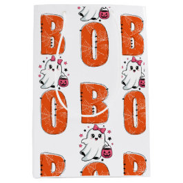 Sacola Para Presentes Média Adorável Design de Halloween do Fantasma Kawaii “B